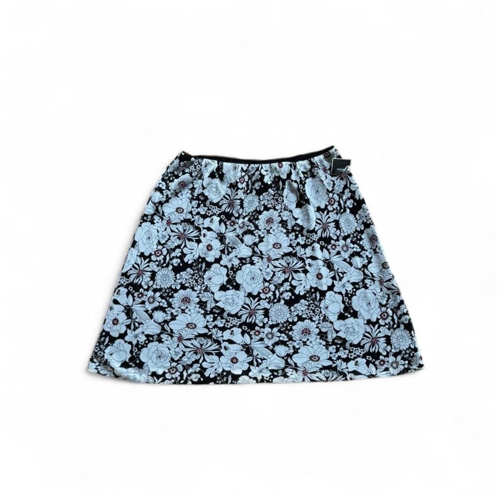 Y2K Floral Slip Skirt Women's Plus Size 22 Deadstock Floral Black‎ White Red